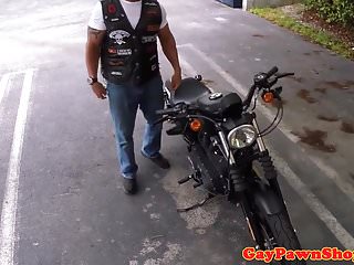 Straight Biker Guy Cocksucks Broker For Cash free video