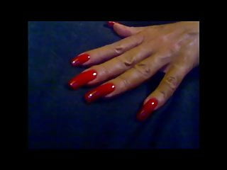 Sexy Elegant Hands With Super Sexy Long Red Nails Fingernail free video