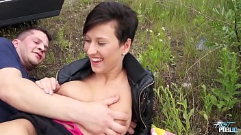 Dirty Short Hair Slut Ride Ugly Fake Agents Cock In Public free video