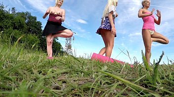 Outdoors, Public Fitness In Shortest Skirts On A Windy Day, Outside, With Many Upskirts And Asses Exhibitions free video