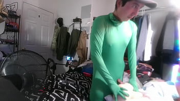 Amputee Boy Jerks Off In Spandex Suit & Cums free video