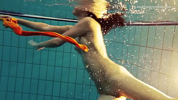 Sexy Orange Stockings Of Markova Underwater free video