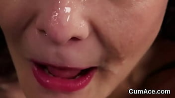 Unusual Model Gets Sperm Load On Her Face Gulping All The Jizz free video