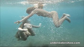 Julia And Masha Are Swimming Nude In The Sea free video